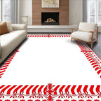 Bold Red Candy Cane Border Rug