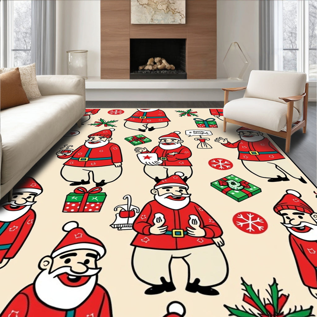 Whimsical Santa Claus Christmas Repeat Rug