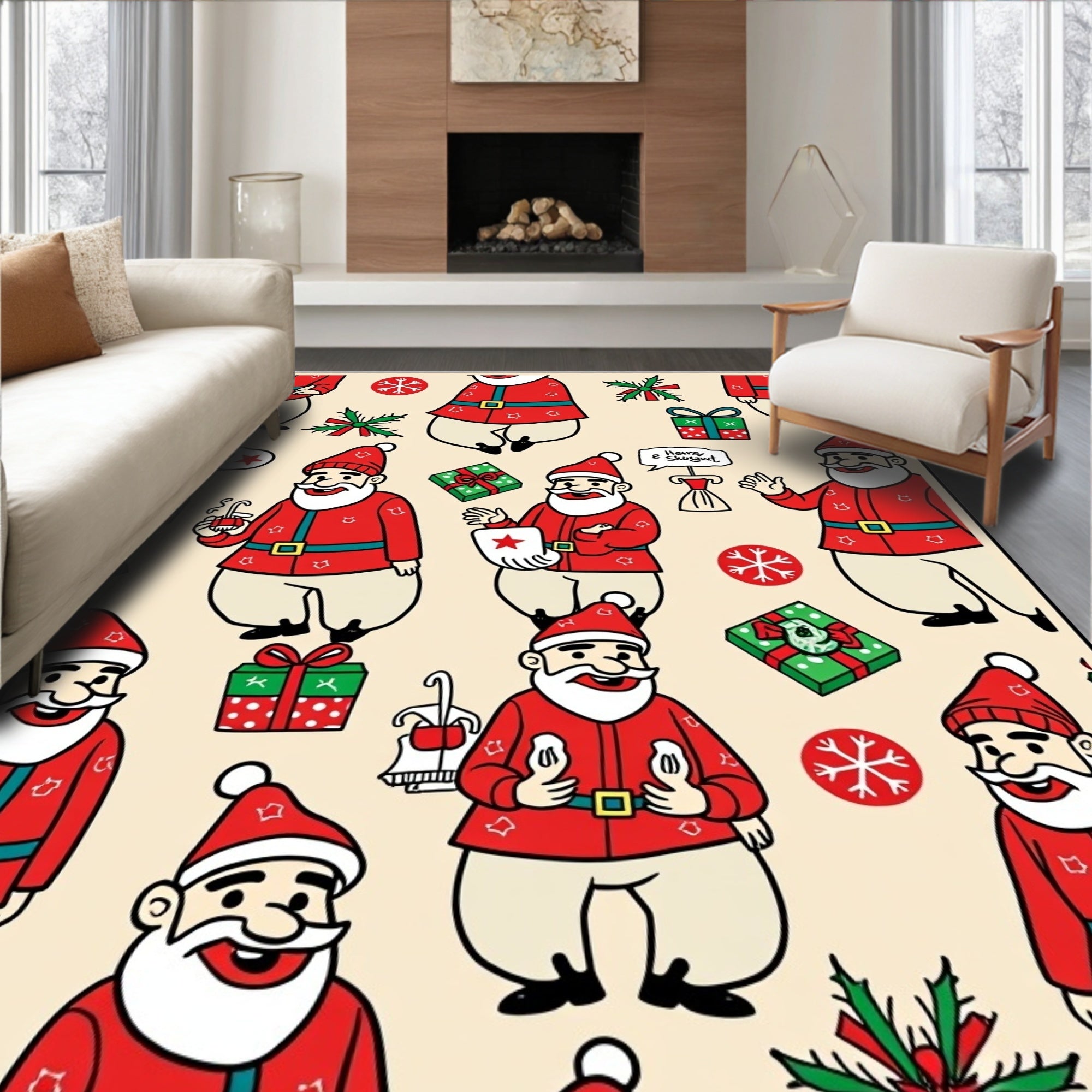 Whimsical Santa Claus Christmas Repeat Rug