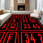 Red Bold Numerals Grid Rug