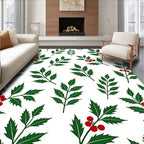 Green Holly Berry Foliage Rug