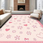 Pink Pastel Heart Snowflake Scatter Rug