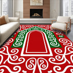 Vibrant Red Gingerbread House Swirls Rug