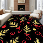 Red Gold Spruce Christmas Ornaments Rug