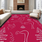 Whimsical Red Line Art Figures Rug