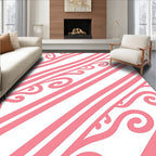Coral Swirls Diagonal Stripe Rug