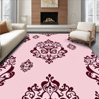 Rich Cranberry Damask Floral Arrangement Rug