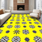 Bright Yellow Snowflake Repeating Pattern Rug