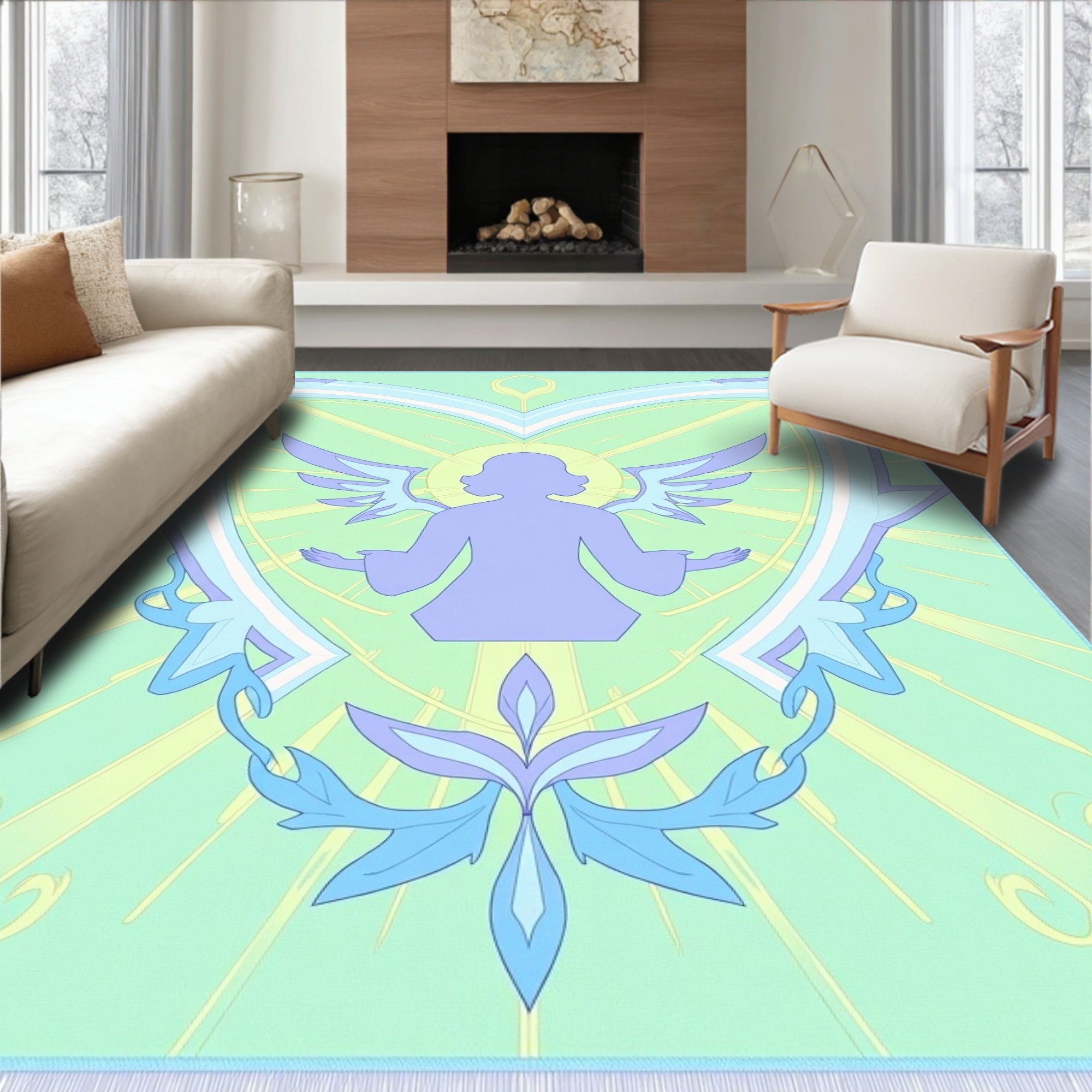 Pastel Angelic Heart Light Rays Rug
