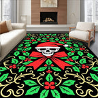 Creepy Santa Skull Festive Holly Border Rug