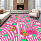 Pink Candy Character Whimsical Circles Rug