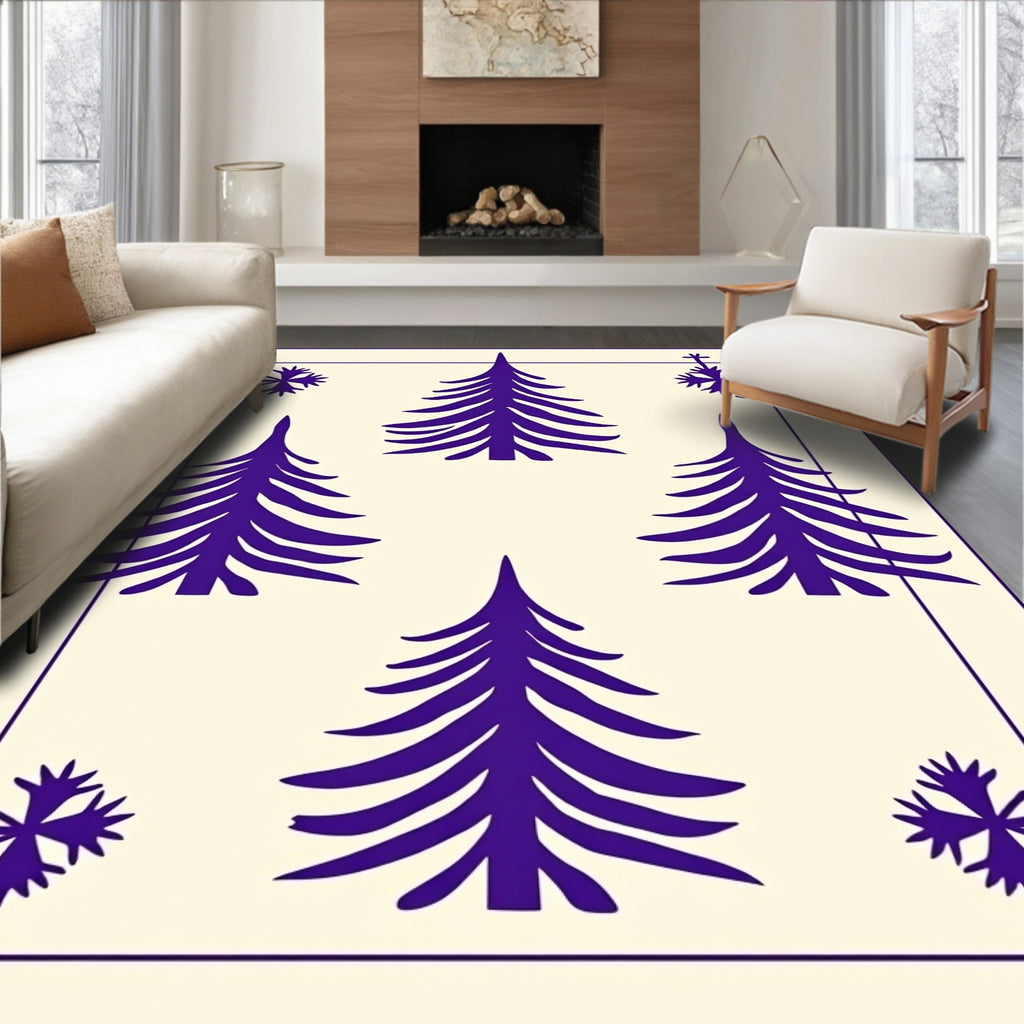 Deep Purple Pine Forest Square Rug
