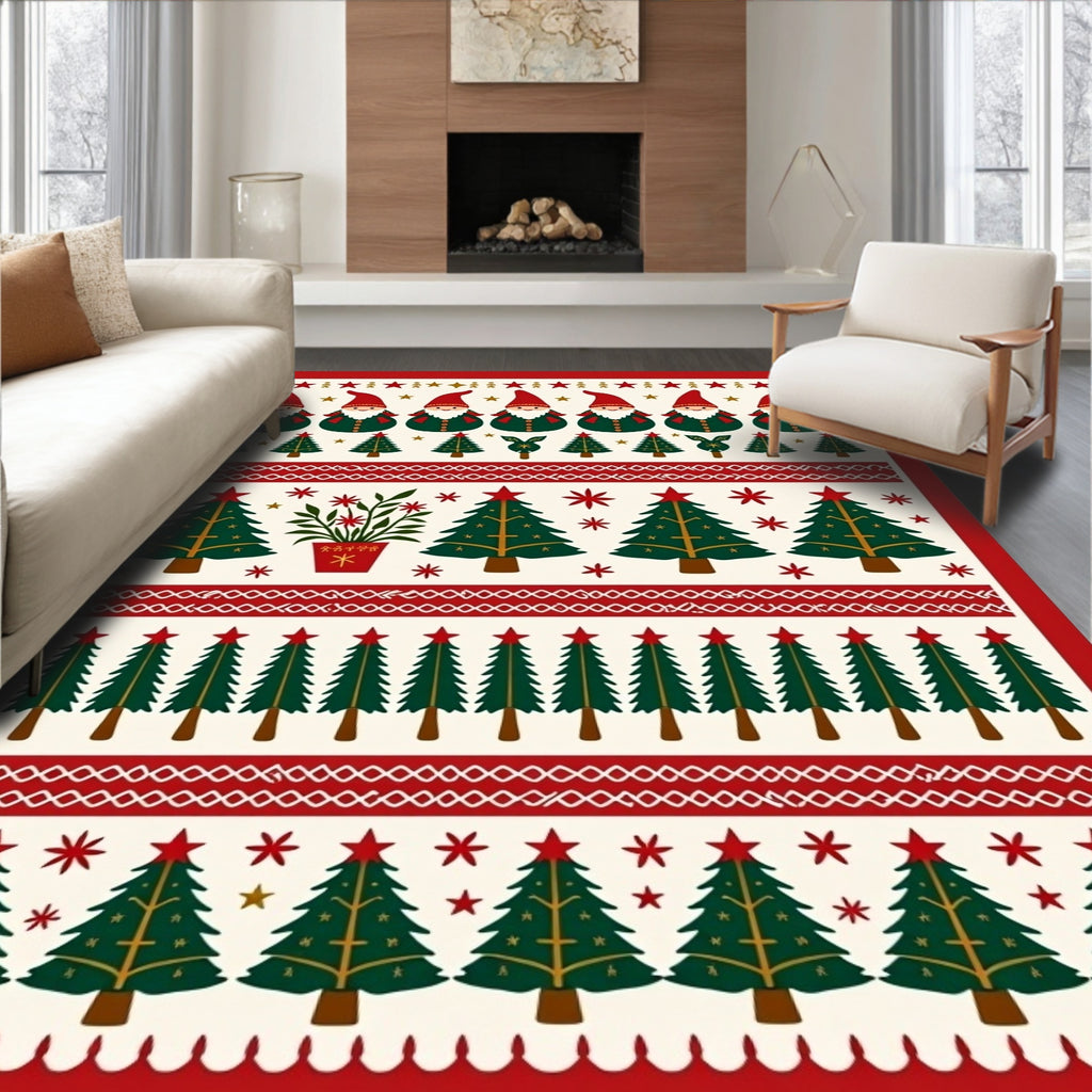 Christmas Gnomes And Trees Textile Rug