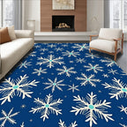 Midnight Blue Winter Snowflake Scatter Rug