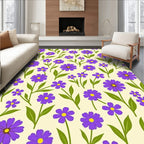 Purple Daisy Floral Meadow Rug