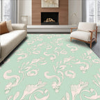 Pale Mint Scrollwork Floral Rug