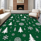 Festive Evergreen Snowflakes Trees Garland Rug