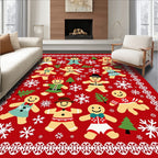 Festive Gingerbread People Snowflake Border Rug