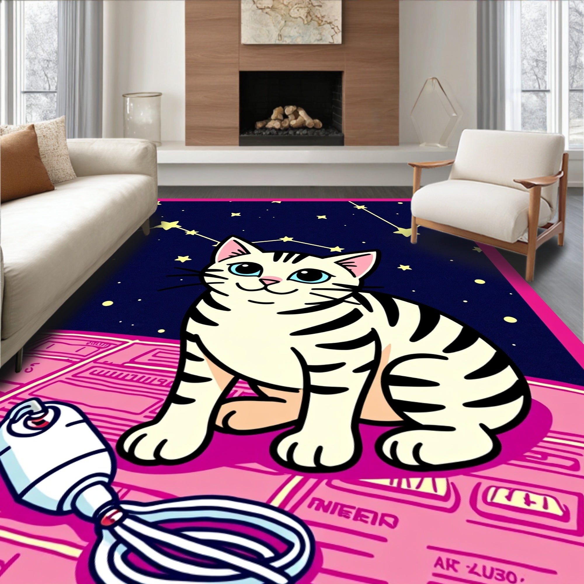 Whimsical Cat Constellation Night Rug