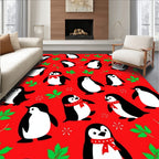 Festive Red Penguin Scatterground Rug