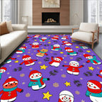 Whimsical Snowmen Yellow Star Christmas Rug