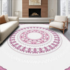 Elegant Pink Floral Mandala Accent Rug