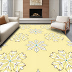 Pale Yellow Floral Snowflake Rug