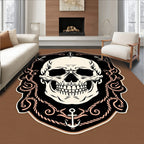 Nautical Skull Emblem With Anchors Rug