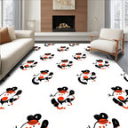 Playful Orange Red Black Characters Rug