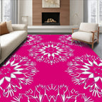 Fuchsia White Starburst Mandala Rug