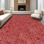 Crimson Swirl Abstract Curves Rug