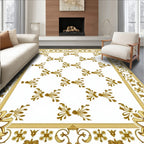 Gold Royal Floral Border Medallion Rug