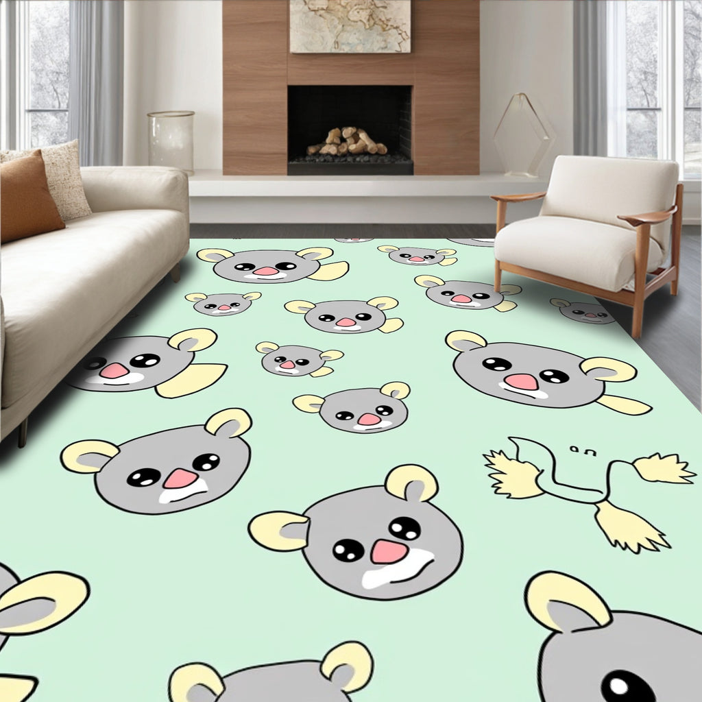 Whimsical Gray Koala Fauna Friends Rug