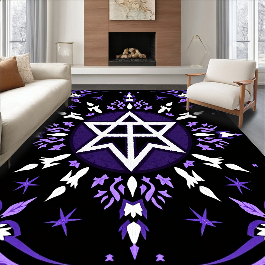 Vibrant Purple Star Mandala Rug