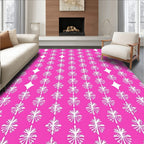 Bright Pink White Diamond Starburst Rug