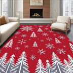 Winter Wonderland Snowflakes Pine Forest Rug