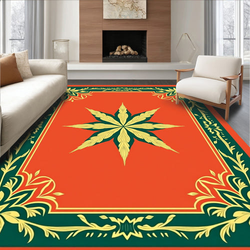 Amber Green Floral Eight Pointed Star Rug