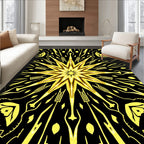 Golden Sunburst Kaleidoscope Rug
