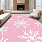 Winter White Snowflake Pastel Pink Rug