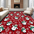 Red Snowman Forest Holiday Collection Rug