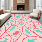 Pink Coral Blue Whimsical Creatures Rug