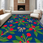 Vibrant Red Cherry Blossom Branch Rug