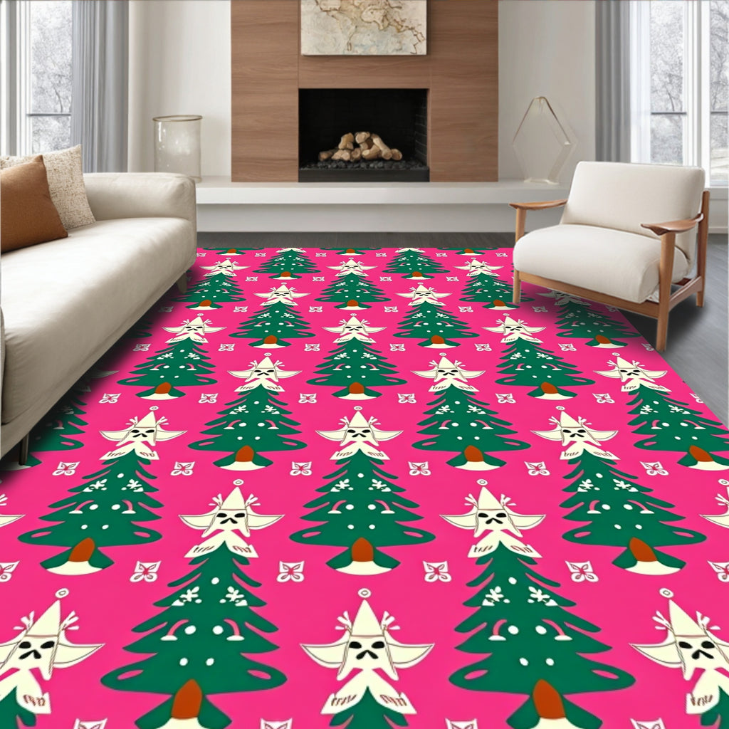 Whimsical Christmas Tree Medallion Rug