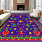 Royal Blue Festive Christmas Tree Stars Rug