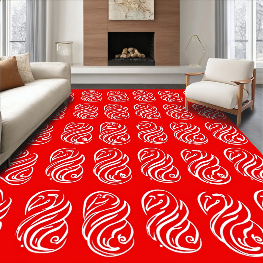 Crimson white swirling flame medallion Rug