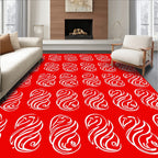 Crimson white swirling flame medallion Rug