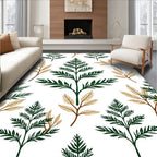 Green and Gold Leaf Arrangement Rug