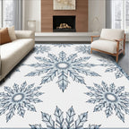 Winter Blue Snowflake Medallion Rug