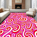 Pink Red Swirl Abstract Organic Rug
