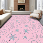 Pink Snowflake Swirls Snowfall Rug